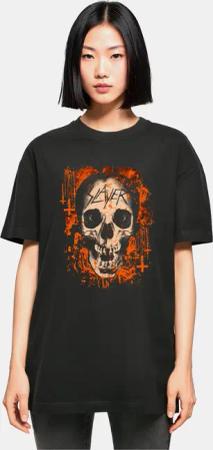 Merchcode Ladies Slayer - Halloween Skulls Oversized Boyfriend Tee