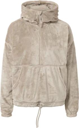 Tchibo - Teddyplüsch-Half-Zip-Pullover - Damen - Gr. XS - grau-beige