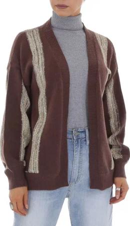 Ital-Design Strickpullover Damen Freizeit Glitzer Gestreift