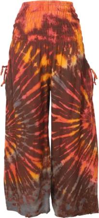 Guru-Shop Relaxhose Farbenfrohe Batikhose, Boho Palazzohose,