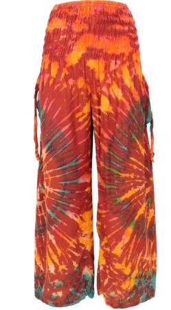 Guru-Shop Relaxhose Farbenfrohe Batikhose, Boho Palazzohose,