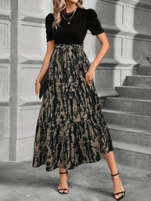 Moda Yakamoz Midikleid Damen Kurzarm Fahrrad