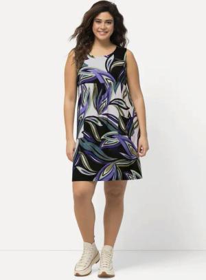 Ulla Popken Jerseykleid Jerseykleid Blätter A-Linie