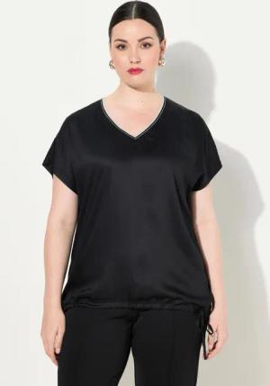 Ulla Popken Druckbluse Blusenshirt Satinfront V-Ausschnitt