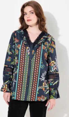 Ulla Popken Longbluse Bluse Spitze Rüschen