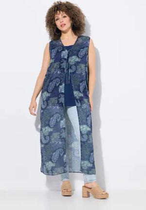 Ulla Popken Longbluse Longbluse Patchmuster A-Linie
