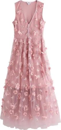Next Druckkleid Strukturiertes Maxikleid mit V-Ausschnitt