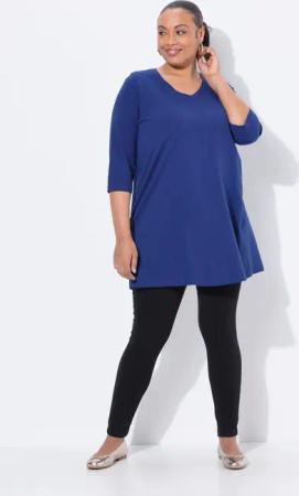 Ulla Popken Longshirt Longshirt A-Linie V-Ausschnitt