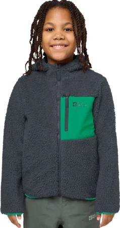 Jack Wolfskin Ice Curl Hood Jacket Kids Fleecejacke mit Kapuze Kinder 164 miscellaneous phantom / green