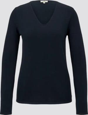 TOM TAILOR Damen Pullover mit V-Ausschnitt, blau, Uni, Gr. XXXL