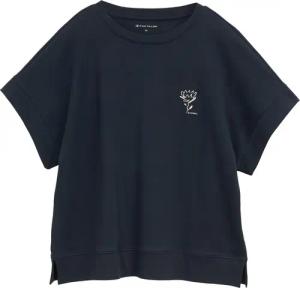 TOM TAILOR Damen Loose Fit T-Shirt mit Print, blau, Uni, Gr. XS