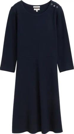 TOM TAILOR Damen Jerseykleid mit Knopf-Details, blau, Uni, Gr. 36