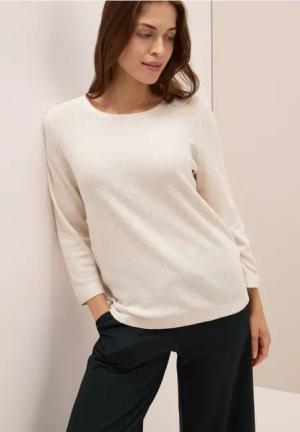 Cecil Damen Rundhals Strickpullover in Beige, Gr: S