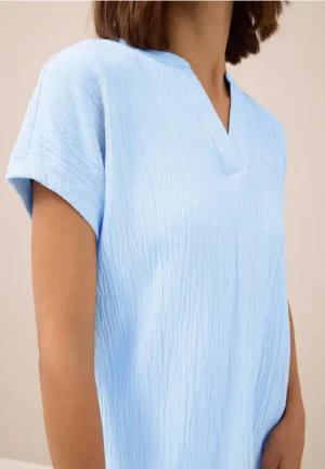 Cecil Damen Blusenshirt mit Struktur in Blau, Gr: XXL