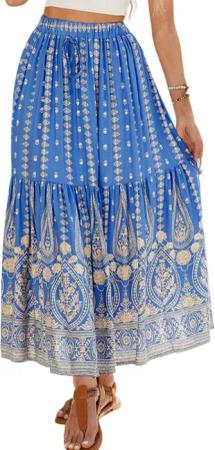 RWEUOQ Sommerrock Strandkleid Boho Midi Rock
