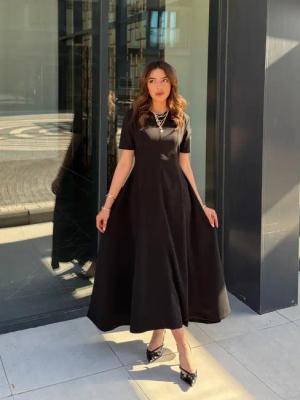 Moda Yakamoz Midikleid Damen Kurzarm Maxi-Kleid