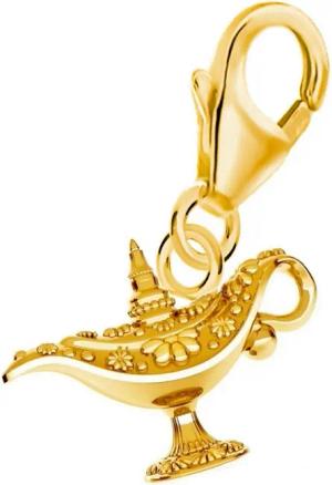 Goldene Hufeisen Charm-Einhänger kleine Wunschlampe Wunderlampe