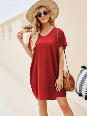 Beluring Shirtkleid Sommerkleid Damen mit V-Ausschnitt,