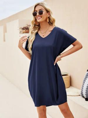 Beluring Shirtkleid Sommerkleid Damen mit V-Ausschnitt,