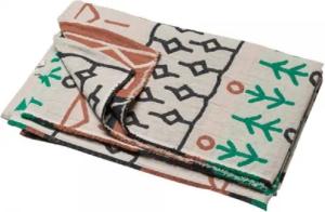 Wohndecke Leinendecke Lino Afrikanische Kleinmuster Anthrazit,