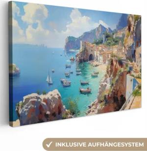 OneMillionCanvasses® Leinwandbild Küstendorf - Malerei -