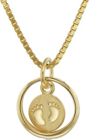 trendor 75395 Taufring Babyfüße Gold 585 / 14 Karat mit vergoldeter Kette