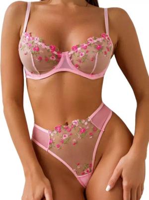 Elegant Love Set: Push-up-BH Bestickter BH