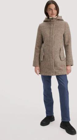 hessnatur Damen Rhön Mantel Regular aus regionaler Schurwolle - beige - Größe 40