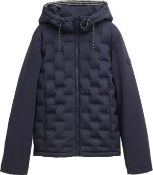 TOM TAILOR Damen Hybrid Steppjacke mit Kapuze, blau, Uni, Gr. XS