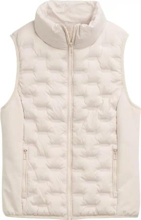 TOM TAILOR Damen Lightweight Steppweste mit Stehkragen, weiß, Uni, Gr. S