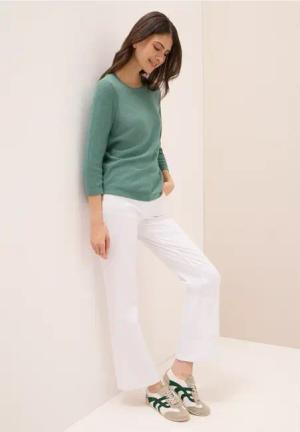 Cecil Damen Rundhals Strickpullover in Grün, Gr: M