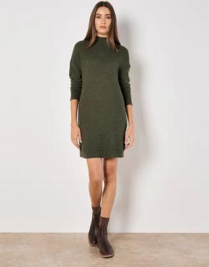Apricot Strickkleid Minikleid aus Rippenstrick, (1-tlg)