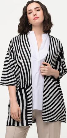 Ulla Popken Strickjacke Strickjacke Jacquard-Feinstrick Stehkragen