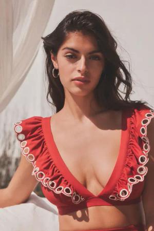 Next Bustier-Bikini-Top Bikini-Kurztop mit Lochstickerei und
