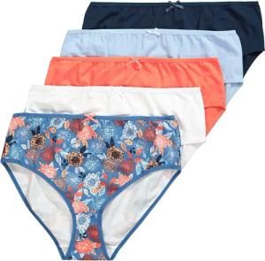 Ulla Popken Slip Midislips 5er-Pack Blütenmuster/uni