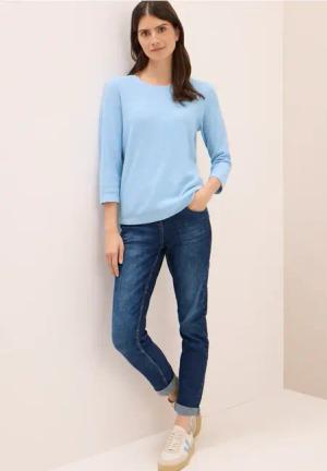Cecil Damen Rundhals Strickpullover in Blau, Gr: XL