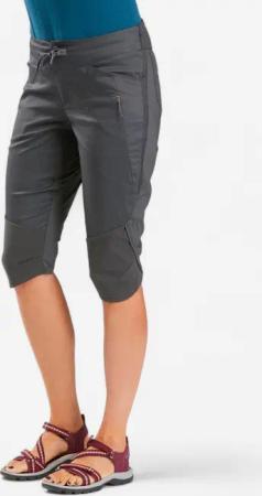Wanderhose Dreiviertel-Hose Naturwandern NH500 Damen grau