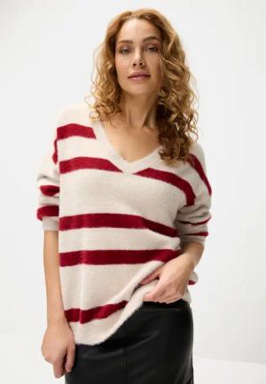 LASCANA Streifenpullover Damen sand-bordeaux Gr.36/38