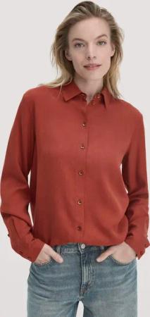 hessnatur Damen Bluse Relaxed aus TENCEL™ Lyocell - braun - Größe 42