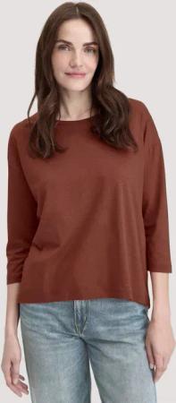hessnatur Damen Longsleeve Oversize aus TENCEL™ Lyocell mit Bio-Baumwolle - braun - Größe S