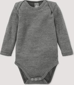 hessnatur Baby Langarm Body aus Bio-Baumwolle mit Bio-Merinowolle und Seide - grau - Größe 98/104