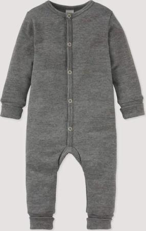 hessnatur Baby Schlafoverall aus Bio-Baumwolle mit Bio-Merinowolle und Seide - grau - Größe 62/68