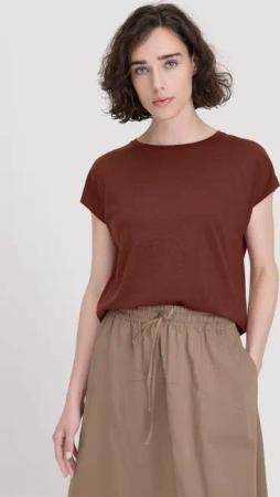 hessnatur Damen T-Shirt Oversize aus TENCEL™ Lyocell mit Bio-Baumwolle - braun - Größe L
