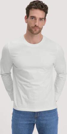 hessnatur Herren Jersey Longsleeve Relaxed aus Bio-Baumwolle - weiß - Größe 56