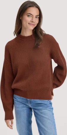 hessnatur Damen Strick Pullover Relaxed aus Bio-Baumwolle - braun - Größe XL