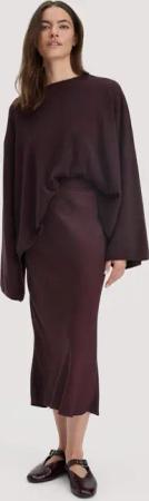 hessnatur Damen Rock Midi Regular aus LENZING™ ECOVERO™ Viskose - braun - Größe 42
