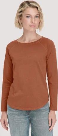 hessnatur Damen Longsleeve Relaxed aus Bio-Baumwolle - braun - Größe 46