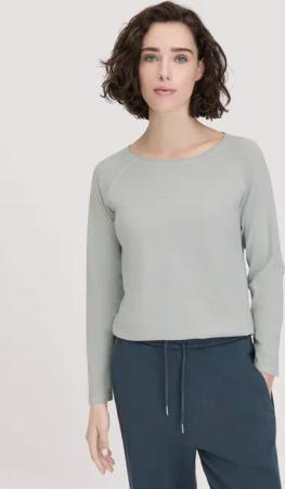 hessnatur Damen Longsleeve Relaxed aus Bio-Baumwolle - grau - Größe 46
