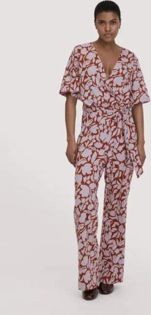 hessnatur Damen Print Jersey Overall Regular aus Bio-Baumwolle - lila - Größe 48