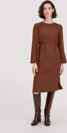 hessnatur Damen Kleid Kniebedeckend aus TENCEL™ Lyocell - braun - Größe 38